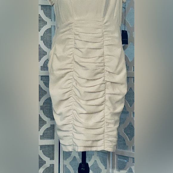 NWT Size 2 NANETTE LEPORE Elegant Cream Ruched Dress Bow Short Designer Ivory XS - Picture 10 of 14
